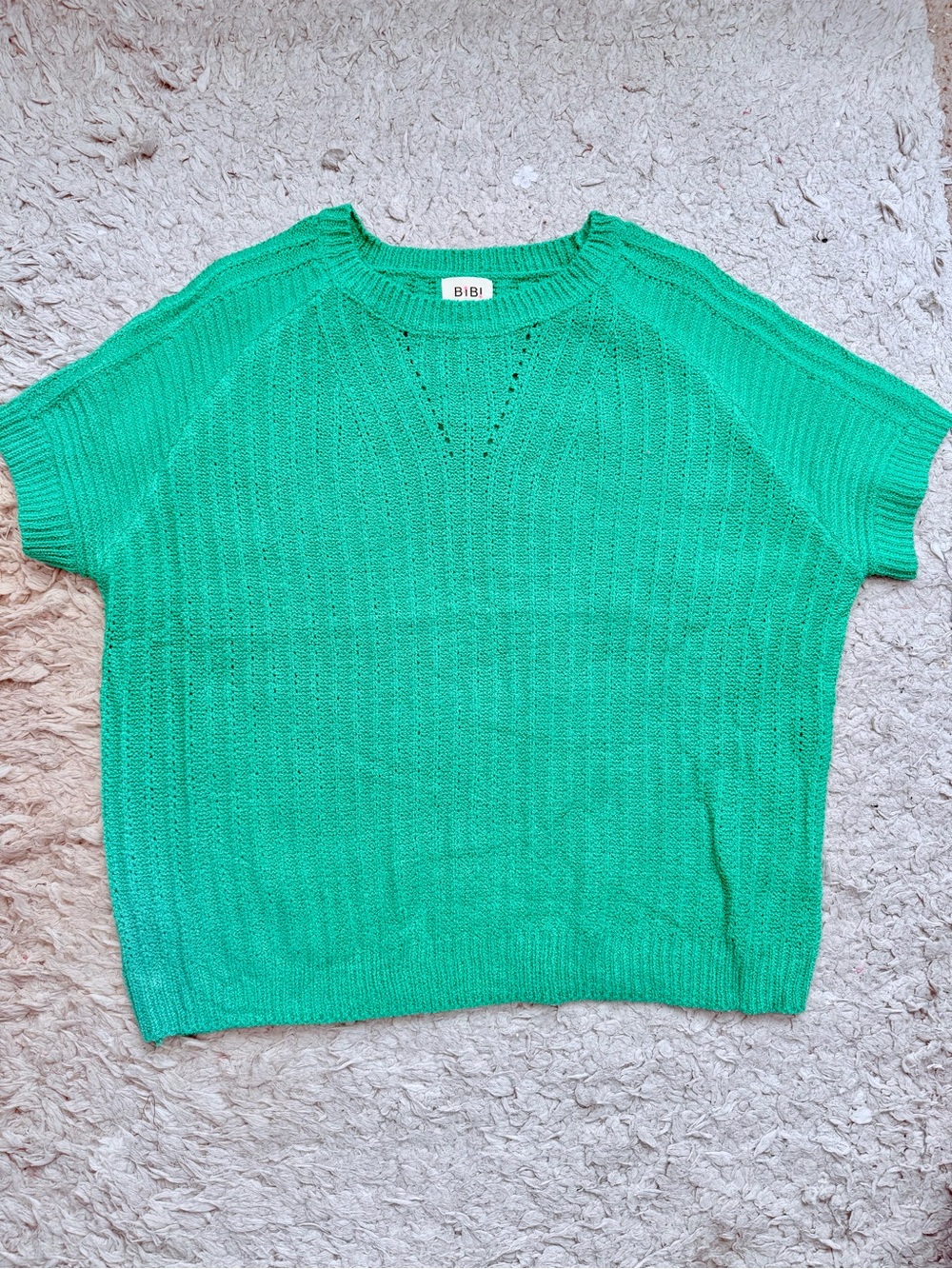 BiBi Bright Green Short Sleeve Knit Sweater